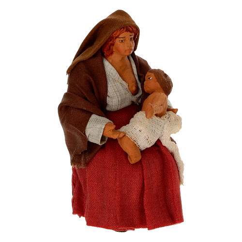 Woman feeding baby 10cm, Nativity figurine 2