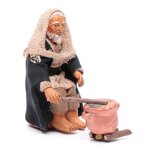 Sitting man with saucepan 10cm, Nativity figurine 2