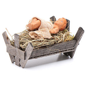 Bambino in culla di legno 10 cm presepe napoletano
