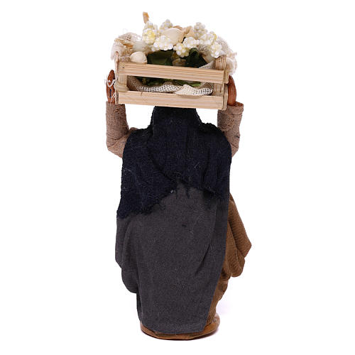 Woman carrying flowers box on head 10cm, Nativity figurine 4