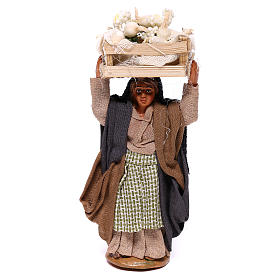 Woman carrying flowers box on head 10cm, Nativity figurine