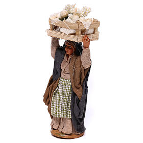 Woman carrying flowers box on head 10cm, Nativity figurine