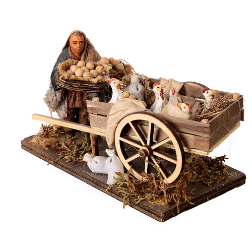 Man with handcart and hens 10cm, Nativity figurine 2
