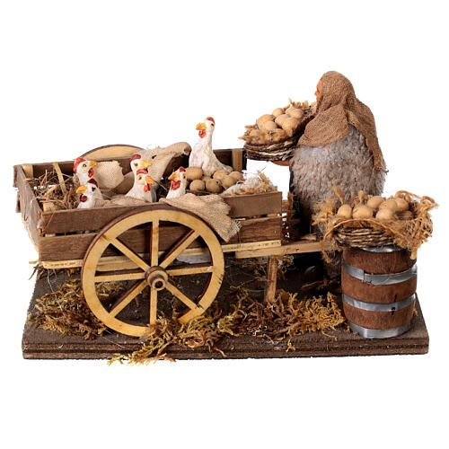 Man with handcart and hens 10cm, Nativity figurine 5
