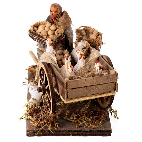 Man with handcart and hens 10cm, Nativity figurine 4
