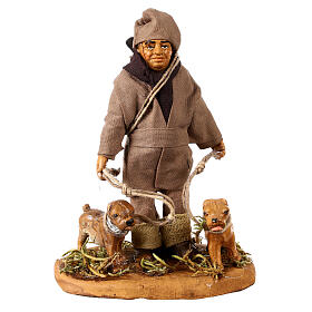 Chasseur avec chiens 10 cm crèche napolitaine