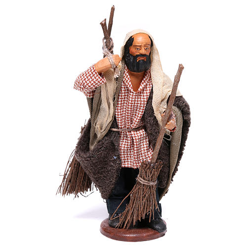 Man with brooms 13cm Neapolitan Nativity figurine 1