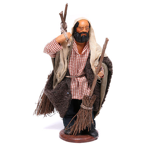 Uomo con scope 13 cm presepe napoletano 1