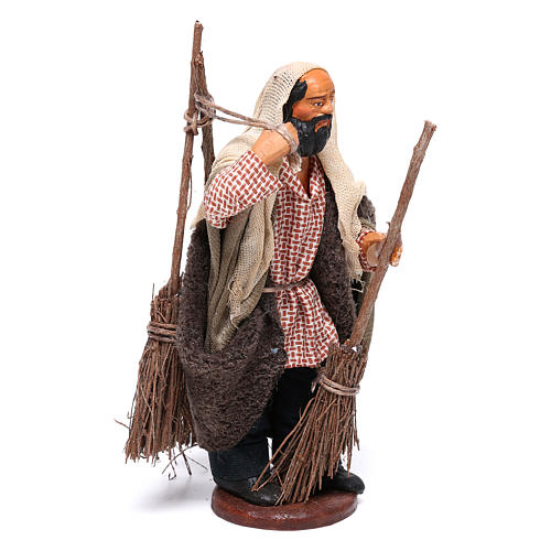 Uomo con scope 13 cm presepe napoletano 3