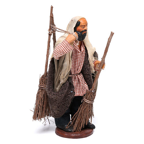 Man with brooms 13cm Neapolitan Nativity figurine 3