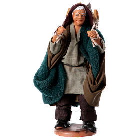 Pastore con conigliera dietro spalle 12 cm presepe Napoli