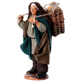 Pastore con conigliera dietro spalle 12 cm presepe Napoli