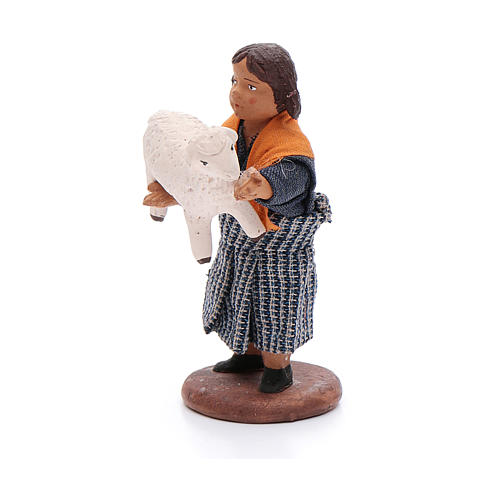 Yung girl carrying a lamb in her arms 12cm Neapolitan Nativity 2