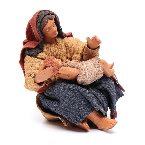 Mama und Baby beim Knuddeln neapolitanische Krippe 12cm 3
