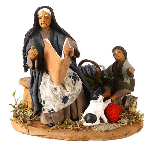 Storyteller with child and cat 12cm Neapolitan Nativity 1