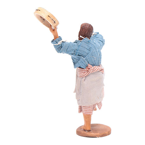 Contadina con tamburello 12 cm presepe napoletano 3