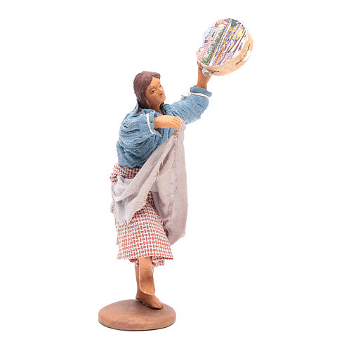 Contadina con tamburello 12 cm presepe napoletano 4