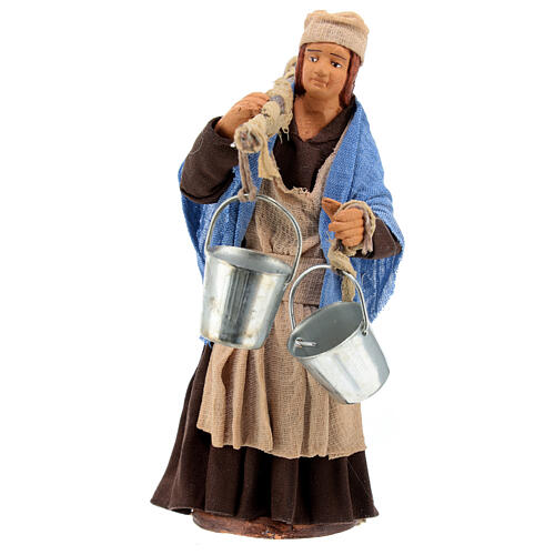 Milkwoman with wood pail 12 cm Neapolitan Nativity 1