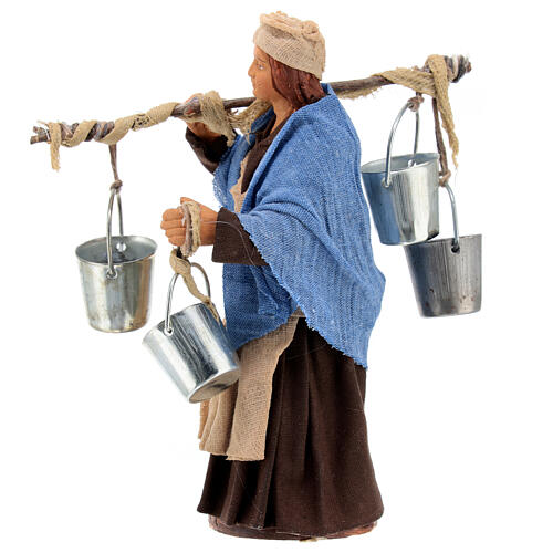 Milkwoman with wood pail 12 cm Neapolitan Nativity 2