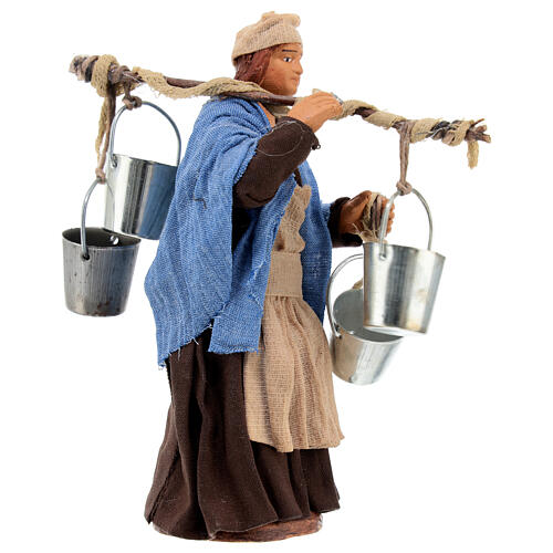 Milkwoman with wood pail 12 cm Neapolitan Nativity 3