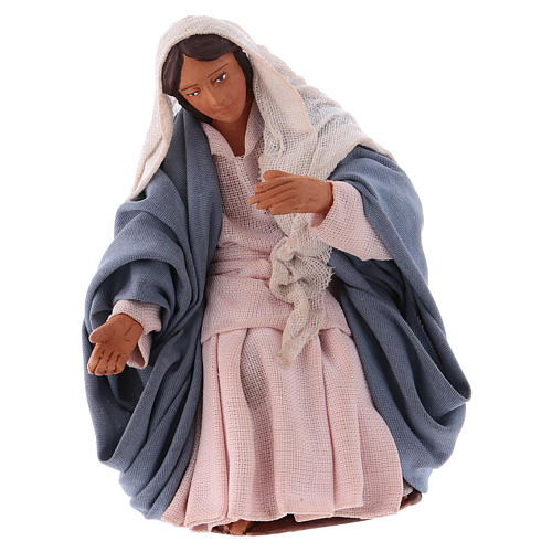 Virgem Maria em terracota para presépio napolitano com figuras 12 cm altura média 1