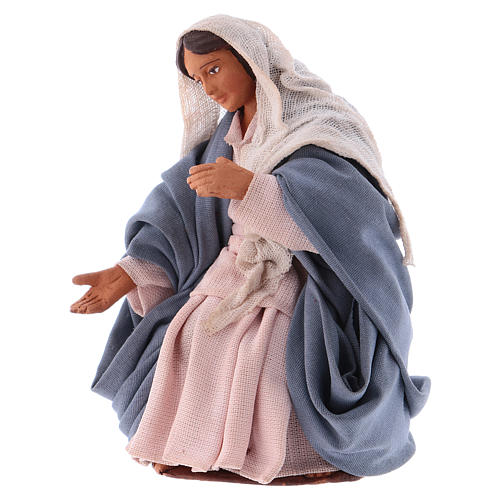 Virgem Maria em terracota para presépio napolitano com figuras 12 cm altura média 2