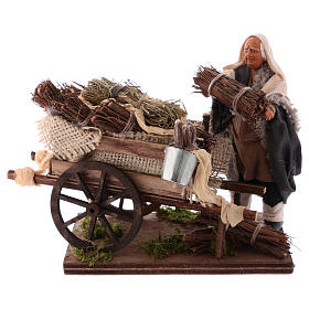 Man with hand-cart full of faggots 12cm, Neapolitan Nativity scene