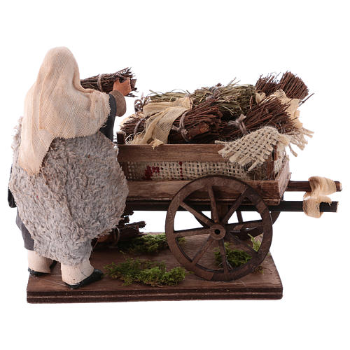 Man with hand-cart full of faggots 12cm, Neapolitan Nativity scene 4