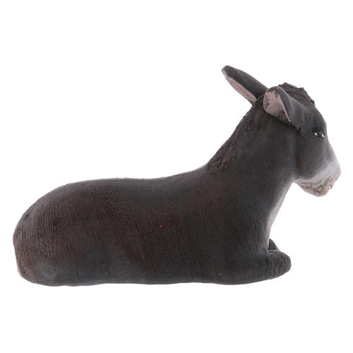 Sitzender Esel Terrakotta neapolitanische Krippe 14cm 2