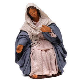 Virgem Maria sentada para presépio napolitano com figuras 14 cm altura média