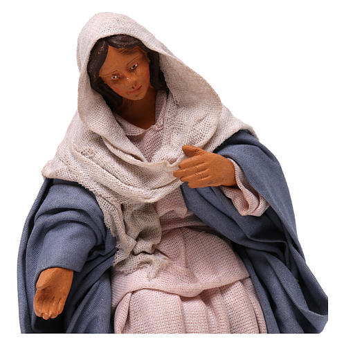 Virgem Maria sentada para presépio napolitano com figuras 14 cm altura média 2