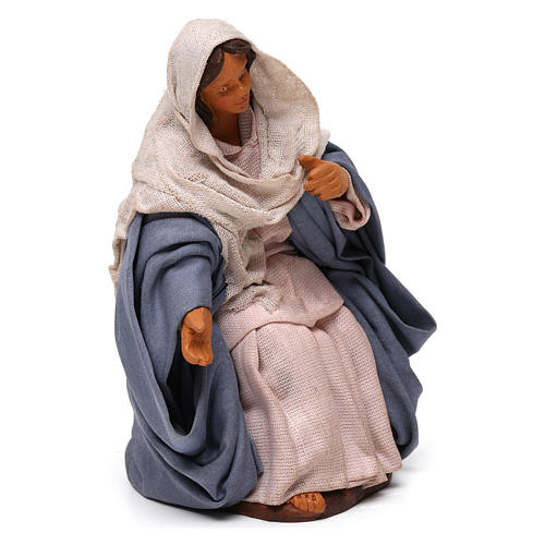 Virgem Maria sentada para presépio napolitano com figuras 14 cm altura média 4