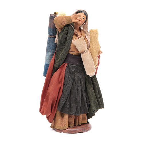 Frau mit Stoffen neapolitanische Krippe 14cm 1