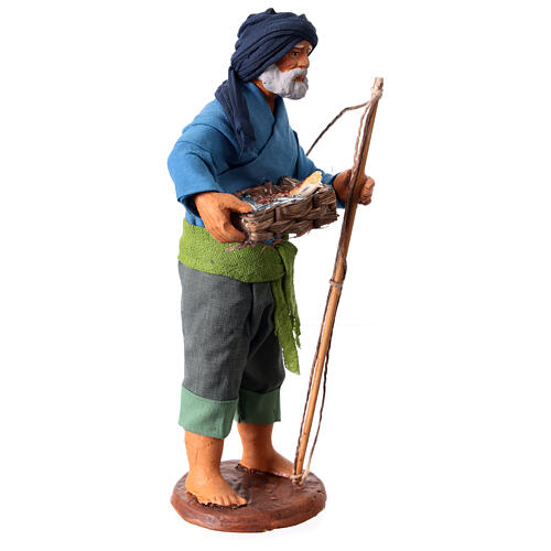 Pescatore anziano con cesto 16 cm presepe napoletano 3