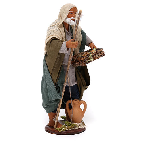 Pescador idoso com cesta para presépio napolitano com figuras 14 cm altura média 4
