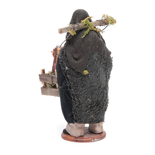 Homem com caixa galinhas 14 cm presépio Nápoles 3
