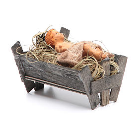 Baby Jesus with cradle 14cm Neapolitan Nativity