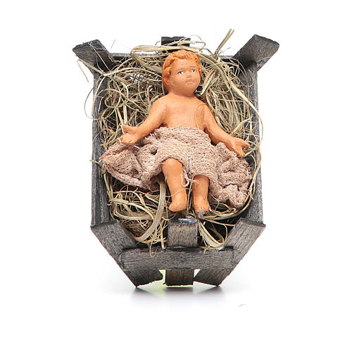 Baby Jesus with cradle 14cm Neapolitan Nativity 1