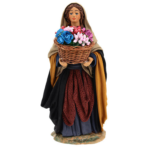 Frau mit Blumenkorb neapolitanische Krippe 24cm 1