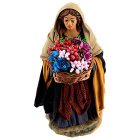 Mulher com cesta de flores 24 cm presépio Nápoles