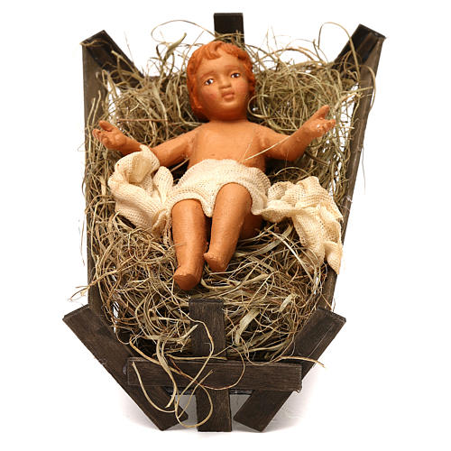 Baby Jesus with cradle 30cm Neapolitan Nativity 1