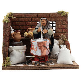 Ricotta cheese seller 10 cm in terracotta for Neapolitan nativity scene