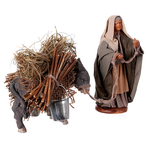Woman with harnessed donkey 10 cm  for Neapolitan nativity scene 3