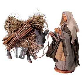 Woman with harnessed donkey 10 cm  for Neapolitan nativity scene