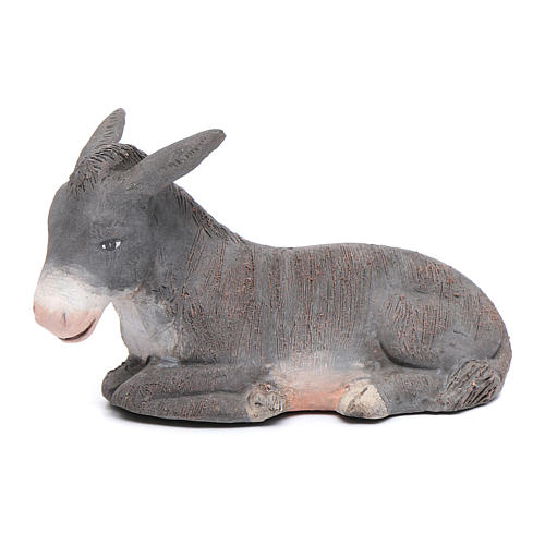 Sitting decorated little donkey 12 cm for Neapolitan nativity scene 1