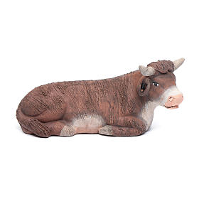 Sitting decorated ox 12 cm for Neapolitan nativity scene