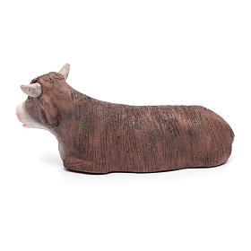 Sitting decorated ox 12 cm for Neapolitan nativity scene