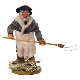 Farmer with pitchfork 12 cm for Neapolitan nativity scene.