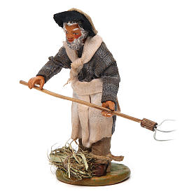 Farmer with pitchfork 12 cm for Neapolitan nativity scene.