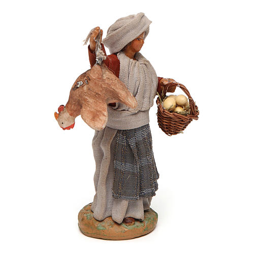 Woman with hanging hen and egg basket 12 cm   for Neapolitan nativity scene. 3